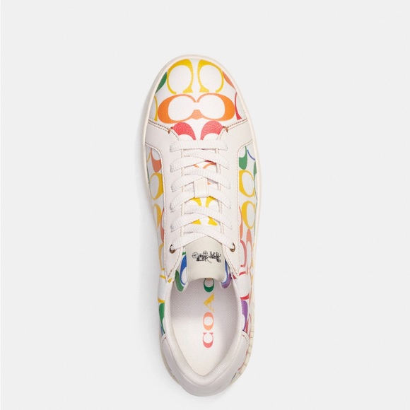 NWT Coach Outlet Clip Low Top Sneaker In Rainbow Signature Canvas men’s - Picture 4 of 12